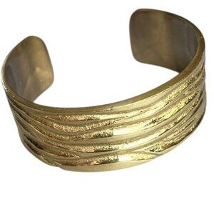 Rustic Cuff Brass River Waves Design Cuff Bracelet aprox 1"